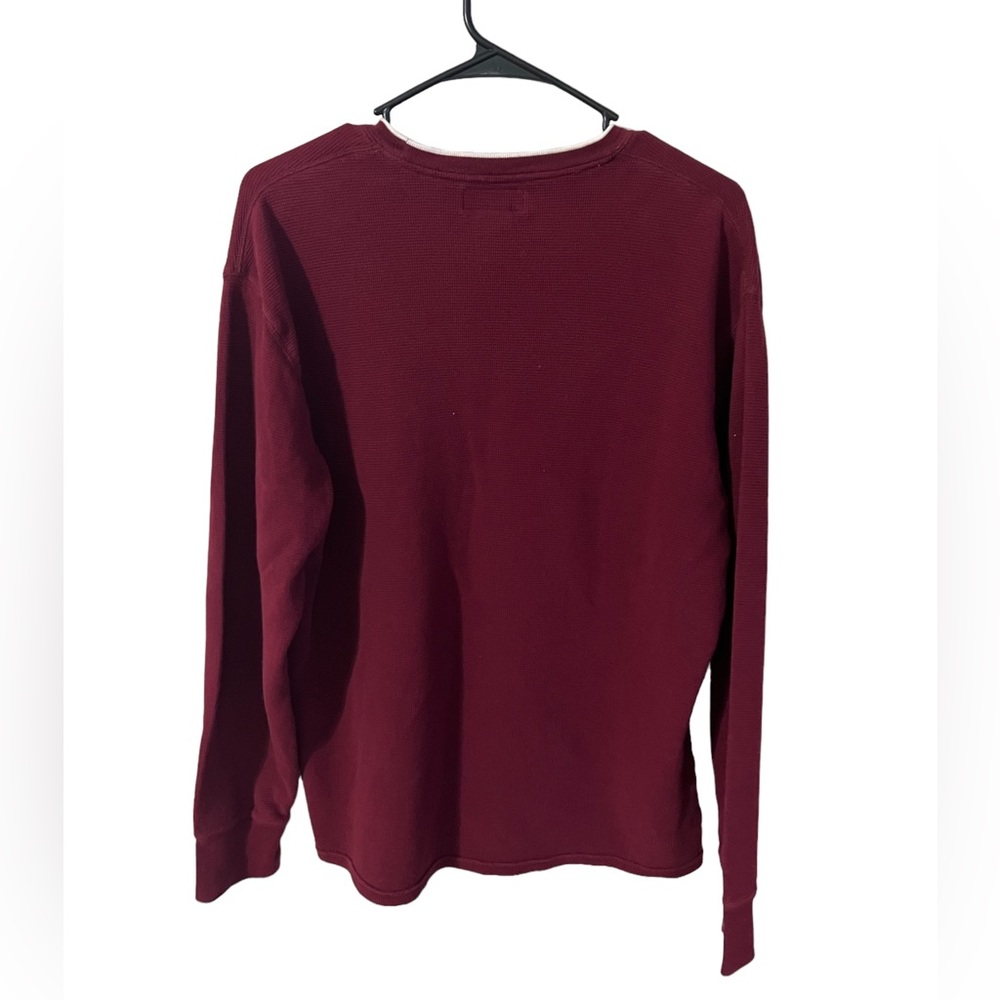 Polo Ralph Lauren Thermal Long Sleeve Burgundy/White Collar - Picture 2 of 3